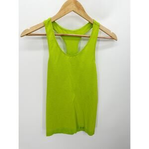 Under Armour Bright Green Striped Racerback Tank Top Shirt Fitted Women XS
